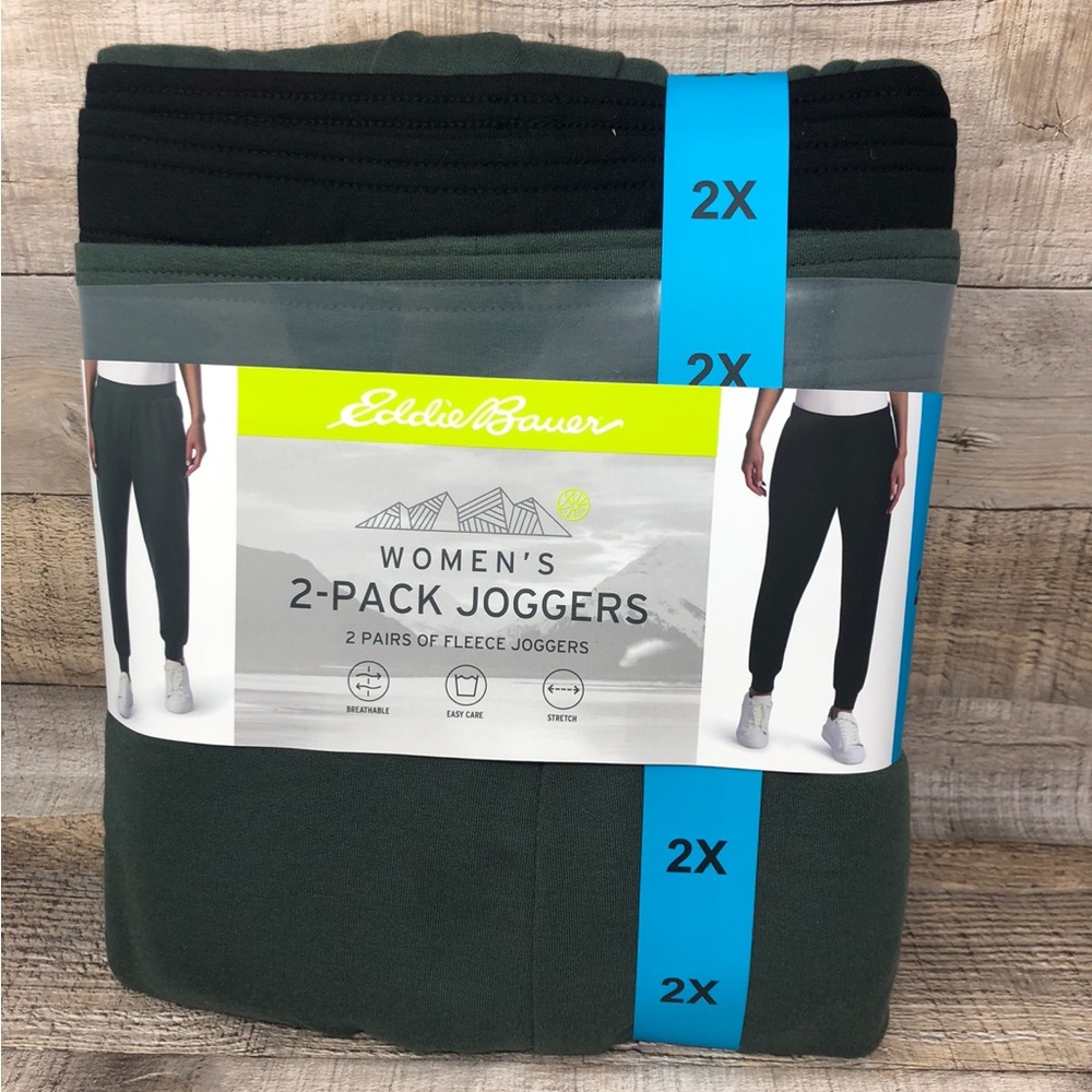 Eddie Bauer Women's 2-Pack Joggers - Black & Dark Green